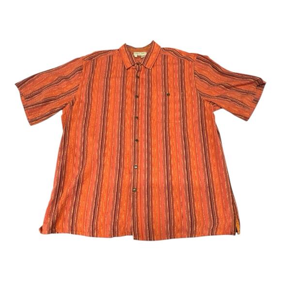 The Territory Ahead Men's XL Burnt Orange Brown Striped Short Sleeve Shirt - Picture 1 of 6